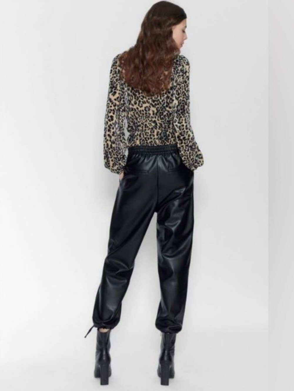 Zara Leopard Ribbed Ruched Top Blouse - Picture 2 of 10